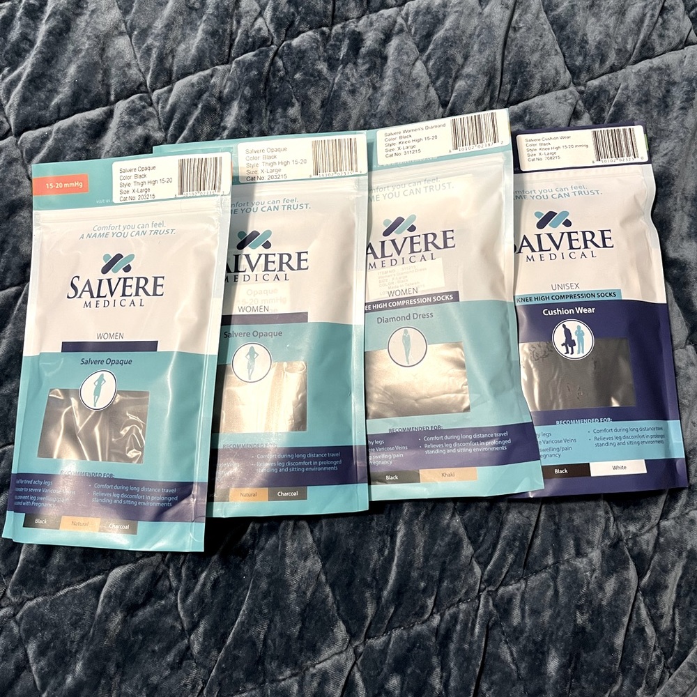 SALVERE X-Large Black Knee & Thigh High Bundle NWT